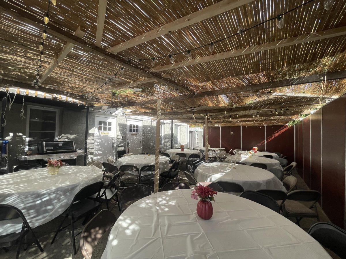 The inside the Sukkah in the backyard of Chabad  will host daily meals  at Miami University. 