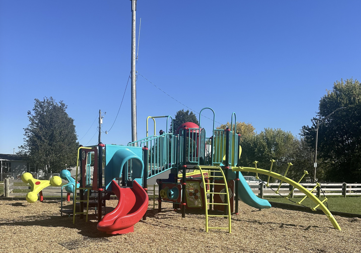 he new park is very colorful and offers children new opportunities to climb and slide.

