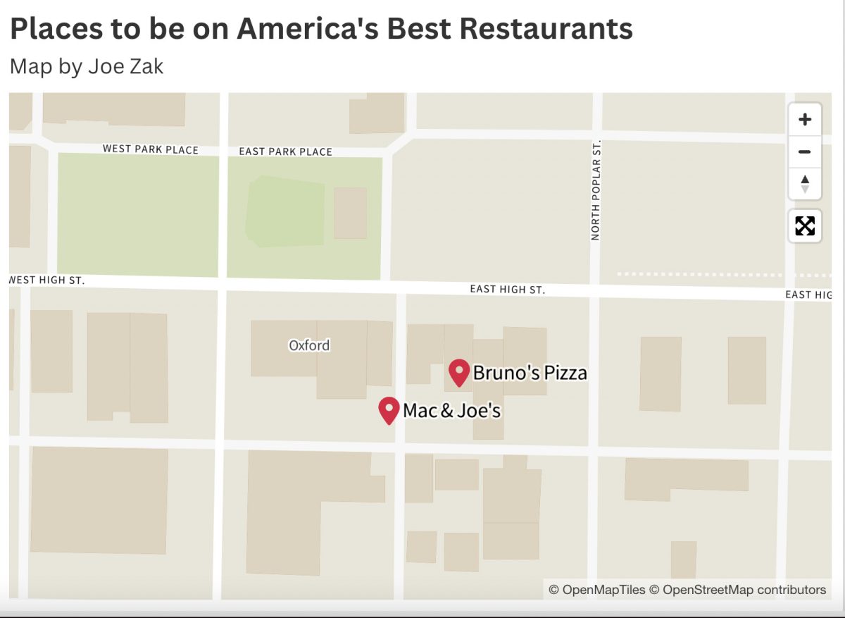 Resturants that will be featured by "America's Best Restaurants" include Mac & Joe's and Bruno's Pizza. Map by Joe Zak.