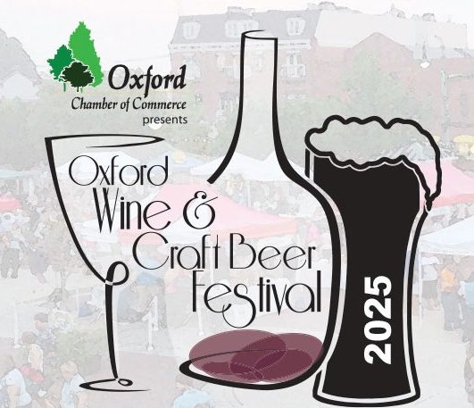 Oxford's Wine and Craft Beer Festival will happen May 31 Uptown. Logo of festival provided.
